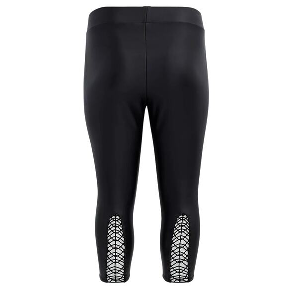 torrid Pants - Torrid Crop Platinum Legging Coated Ponte Macrame Back Black Faux Leather 1X 14